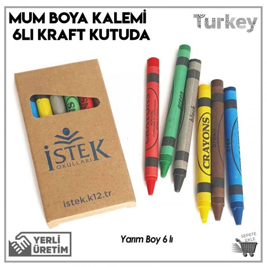 Mum Boya Kalemi 6'lı Kraft Kutuda Mum Boya Kalemi 6'lı Kraft Kutuda